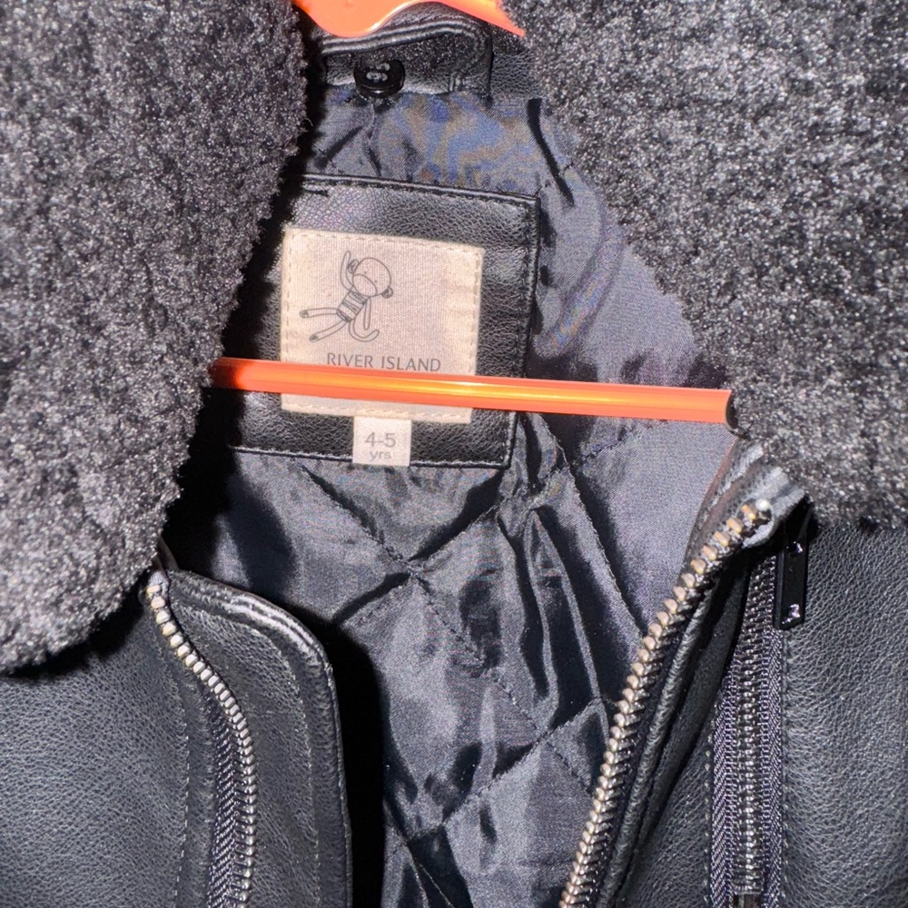 River Island Black Coat with Fleece Collar